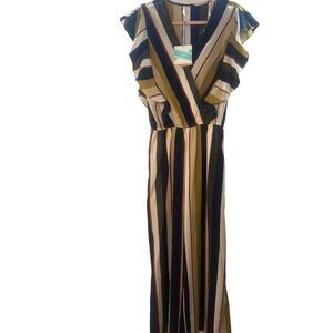 UMGEE WOMENS LARGE STRIPED JUMPSUIT WIDE LEG NEW